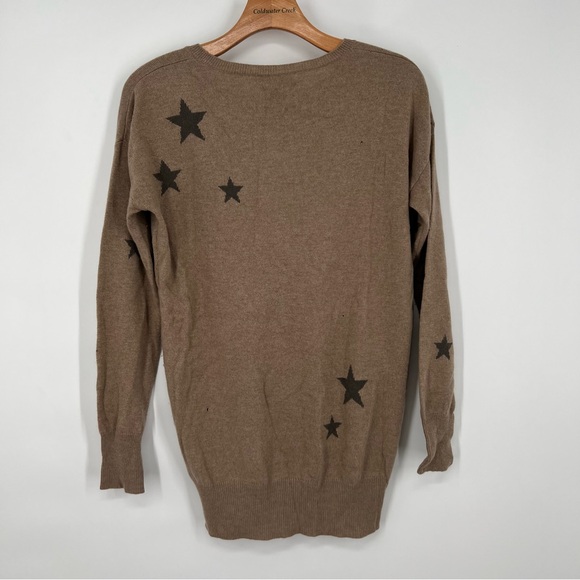 C3 Cashmere Brown Star Print Cashmere Sweater - Picture 5 of 6